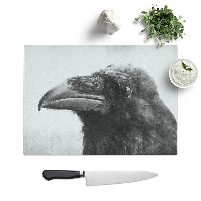 Tempered Glass Crow in Alaska Chopping Board, 20 cm x 28.5 cm