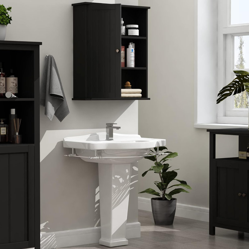 Nathanal Bathroom Wall Cabinet, Matte Black