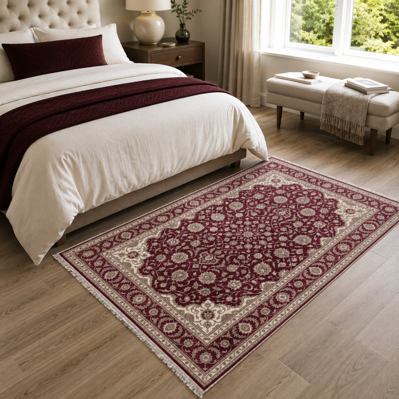 Floral Cotton and Chenille Flatweave Area Rug, 100 x 300 cm