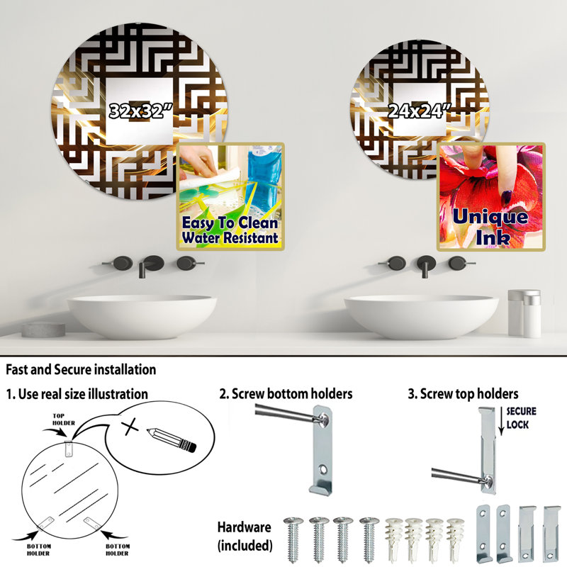 Guilden - Miroir mural carré, 31,4 po x 31,4 po