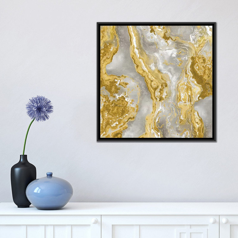 «Onyx Golden», impression sur toile, H 18 po x l 18 po x P 1,5 po, Toile avec cadre noir, Pas de tapis