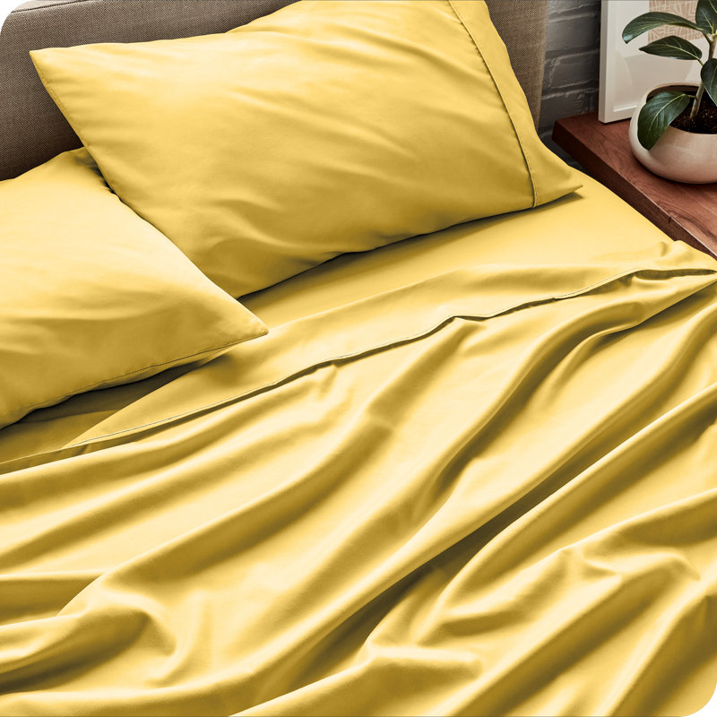 Bare Home Ultra-Soft Microfiber Sheet Set, King Sheet Set + 1 Fitted Sheet + 2 Pillowcases, Lemon Drop