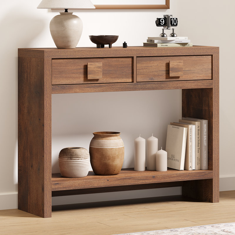 Console en bois avec 2 tiroirs, table de canapé pour le couloir, le vestibule, le salon, H 31,5 po x l 39,4 po x P 11,9 po