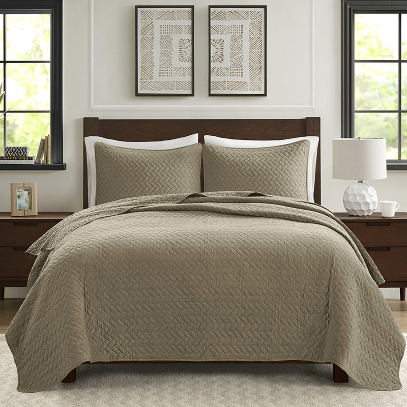 Courtepointe très grand de style taupe avec motif à chevrons - Couleur de conception surdimensionnée perméable à l'air