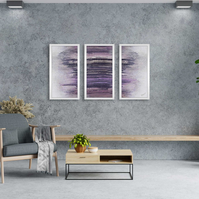 " Purple Woods " by Roberto Gonzalez 3 - Pieces, 40.5" W x 25.5" H x 1" D