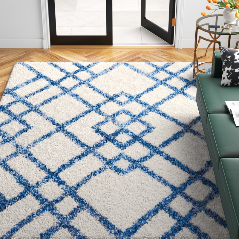 Tapis ivoire / bleu Rivka, Rectangle 4pi x 6 pi