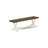 6-Piece Dining Table Set with Distressed Jacobean Dining Table and Wood Bench - 4 Cream Linen Fabric Kitchen Parson Wire brushed Linen White.-275643481-275643302