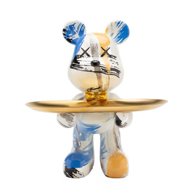 Adam & Friends Home Decor Butler Bear With Tray Sculpture | 1-Piece