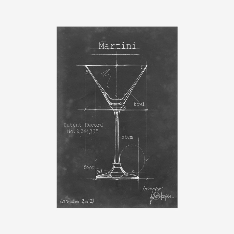 Barware Blueprint V by Ethan Harper - Painting, Wrapped Canvas, 76cm H x 51cm W