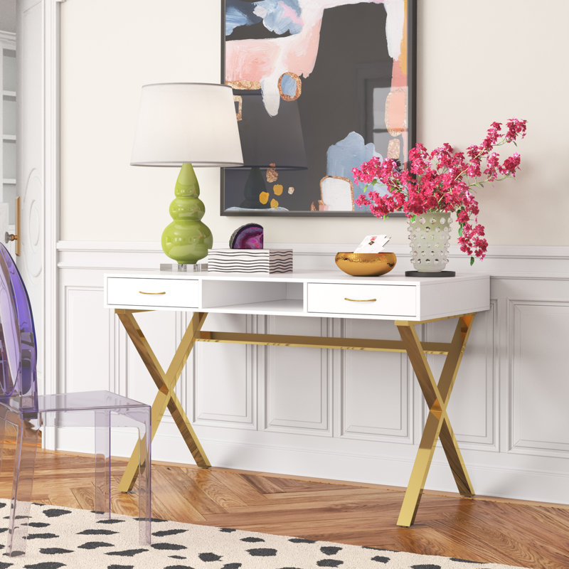 Zorabelle Iron Writing Desk, Gold