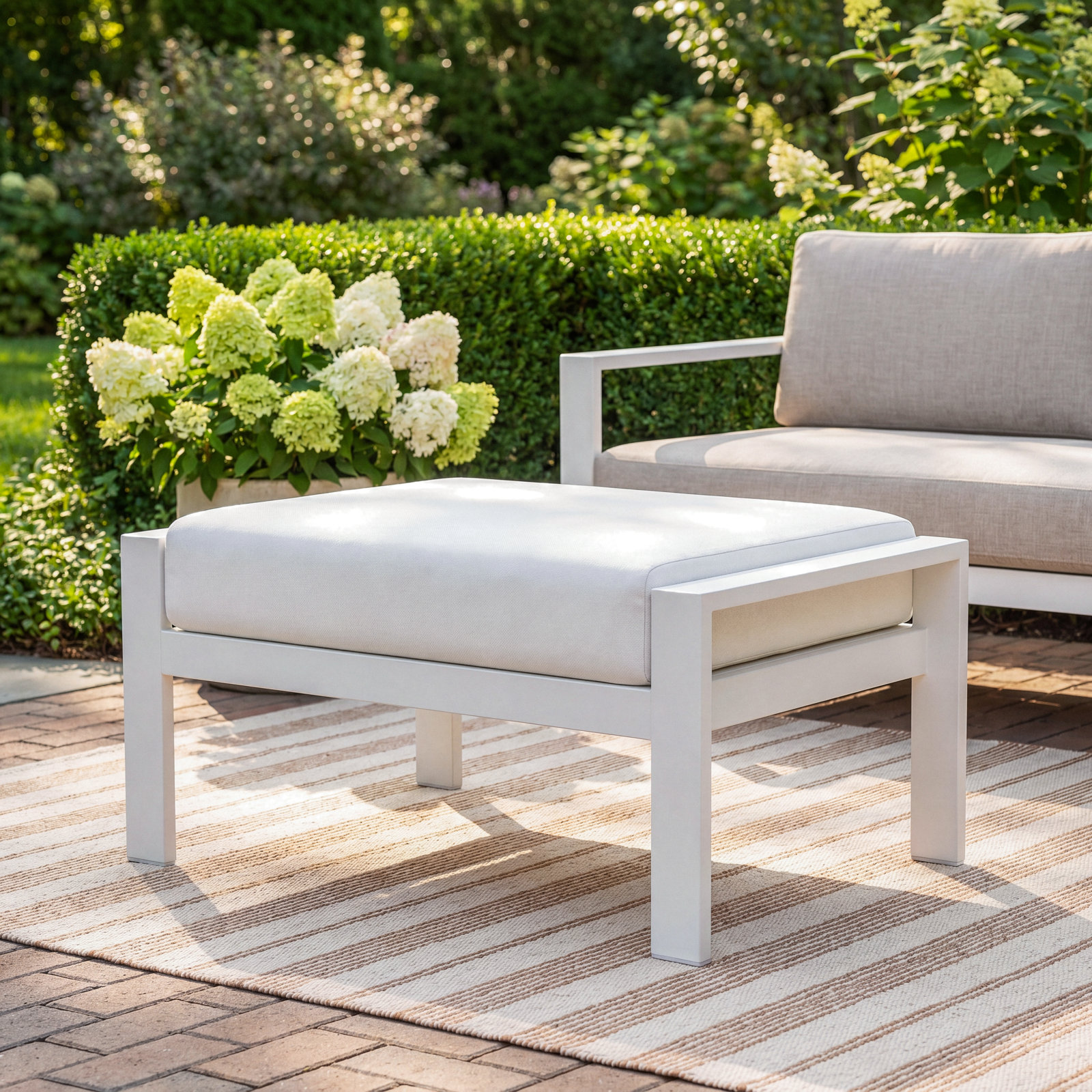 Townsend Sunbrella® Patio Ottoman, Canvas White