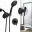 Pomme de douche haute avec douchette à main - Laiton noir mat, fixation murale, 1,8 gal / min, 6 modes de jet, débit réglable, boyau de 59 po, comprend une valve brute, motifs de pluie et noir, peu d'entretien