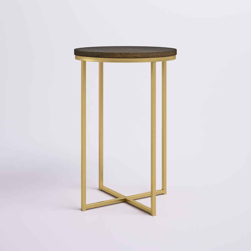 Wasser End Table, Dark Walnut, Gold