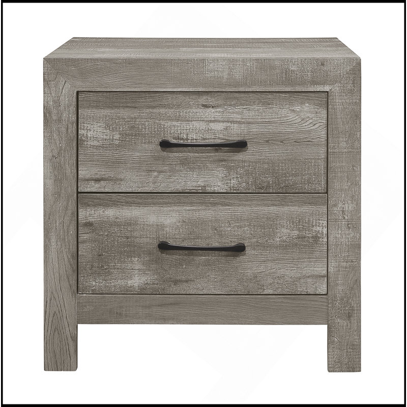 Table de chevet 1Pc avec 2 tiroirs et quincaillerie noire, Gris