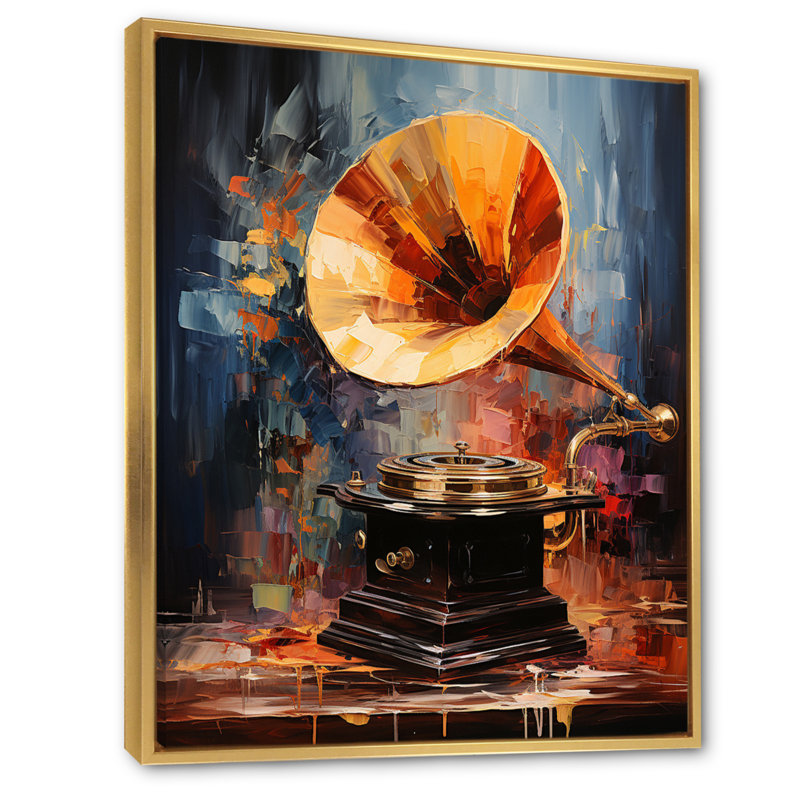 Lyneissa Phonograph Impression - Reproduction, Cadre flottant doré, H 40 po x l 30 po x P 1,5 po