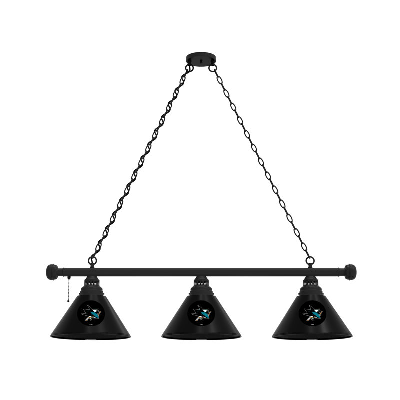 3 - Light Pool Table Lights Pendant, Black, San Jose Sharks