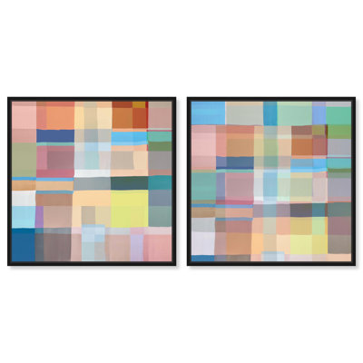 Ensemble de 2 planches de couleurs sur toile, ensemble de 2 décorations Dopamine par Art Remedy