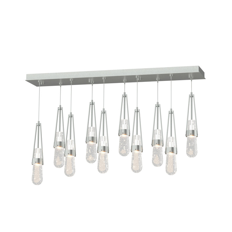 Link 10 - Light Pendant, Standard: 19" to 80", Vintage Platinum, Clear Bubble Glass