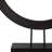 Modern Mango Wood and Iron Ring Sculpture on Rectangular Base Decorative Accent with Grooved Texture for Contemporary Display in Casual or Minimalist Settings, Sleek Freestanding Art Object-938113056