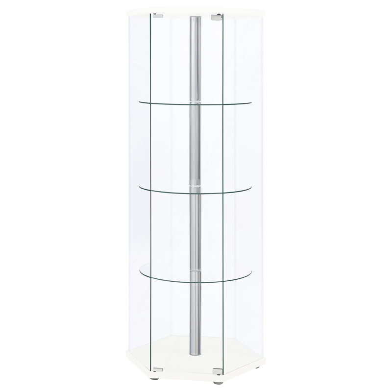 Vitrine hexagonale en verre transparent Tenley, Blanc
