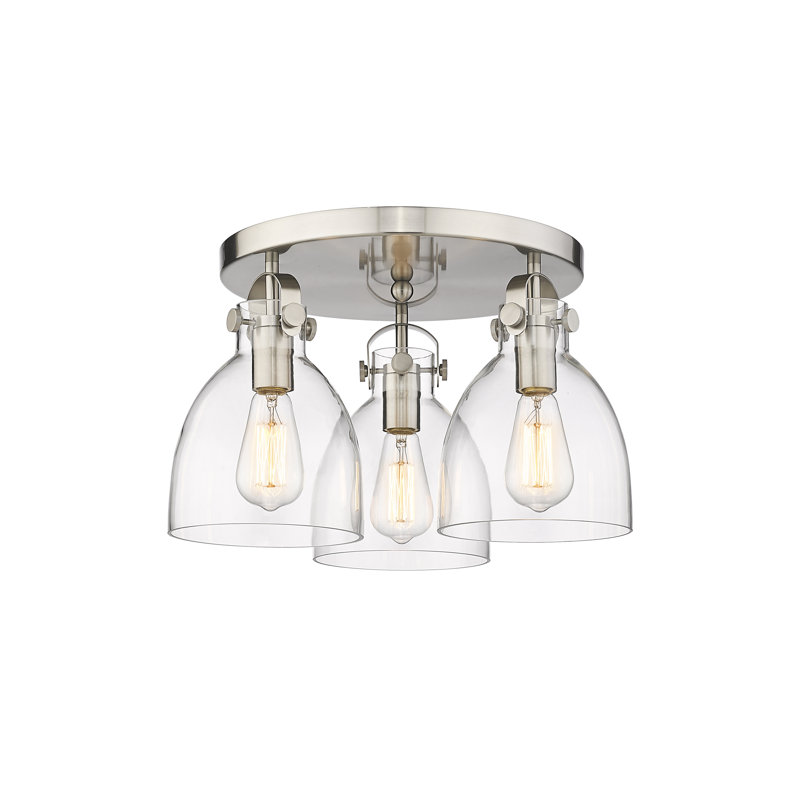 Plafonnier encastré 3 lumières Smeltertown, Transparent, Nickel satiné