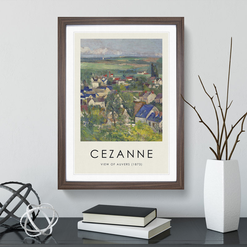 View of Auvers by Paul Cezanne - Picture Frame Art Prints, Walnut, 65cm H x 48cm W x 2cm D