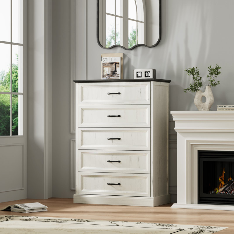 Commode 5 tiroirs Modern, Blanc
