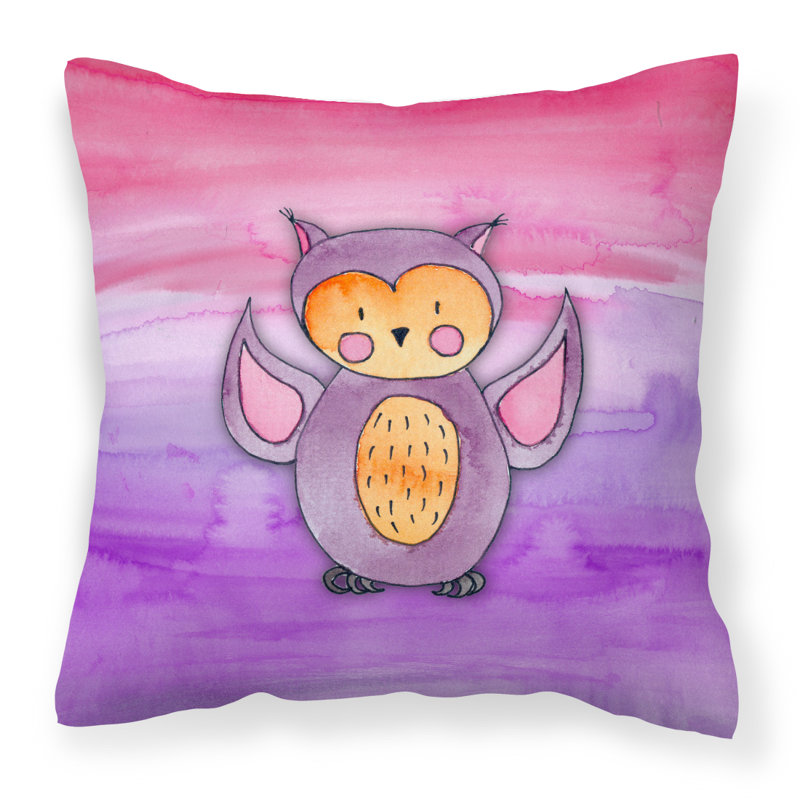 Coussin décoratif intérieur/extérieur aquarelle hibou, 18 po x 18 po