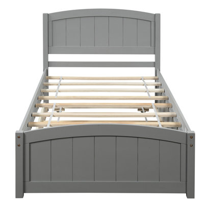 Twin Platform Bed With Trundle - Solid Wood Frame For A Beautiful And Comfortable Bedroom