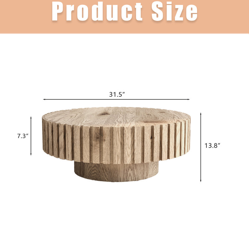 Table basse 31,4 po Alleghenyville, texture de bois naturel, style minimaliste moderne, idéale pour un environnement de maison décontracté, tonalité d'installation rapide, surface multifonctionnelle et lisse