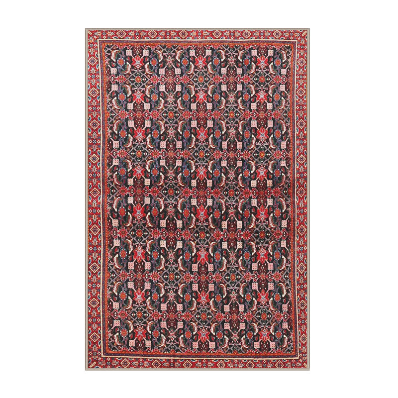 Tapis oriental en laine / polyester tissé à la machine bleu / rouge, Rectangle 2 pi x 3 pi