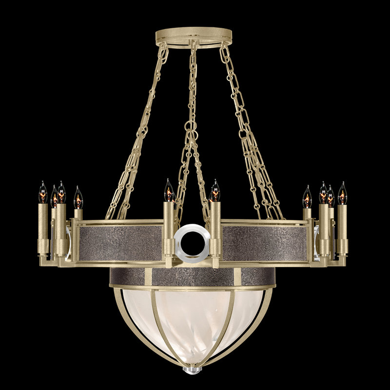Mirage 15 - Light Chandelier, Pebble/Nickel/Soft Gold Leaf