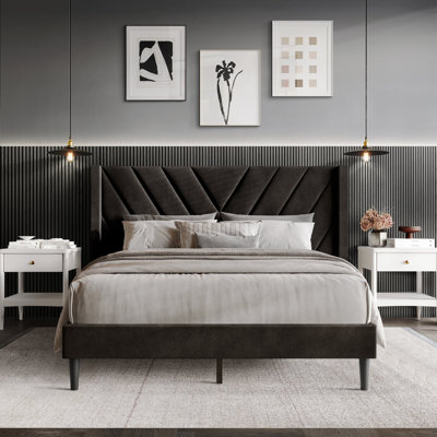 Elegence Wingback Platform Bed