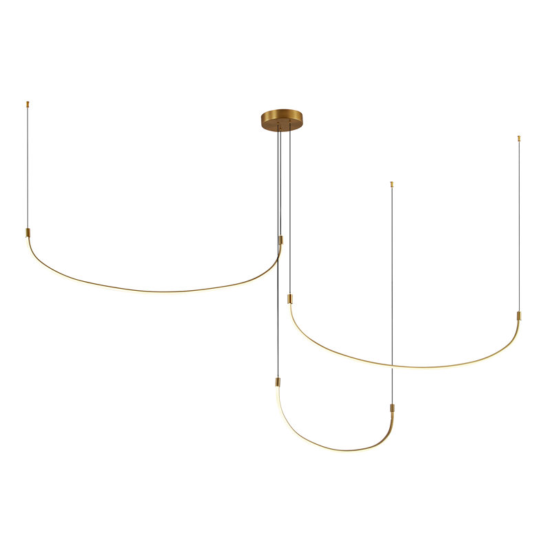 Luminaire suspendu unique à 3 lumières DEL Talis, Or brossé