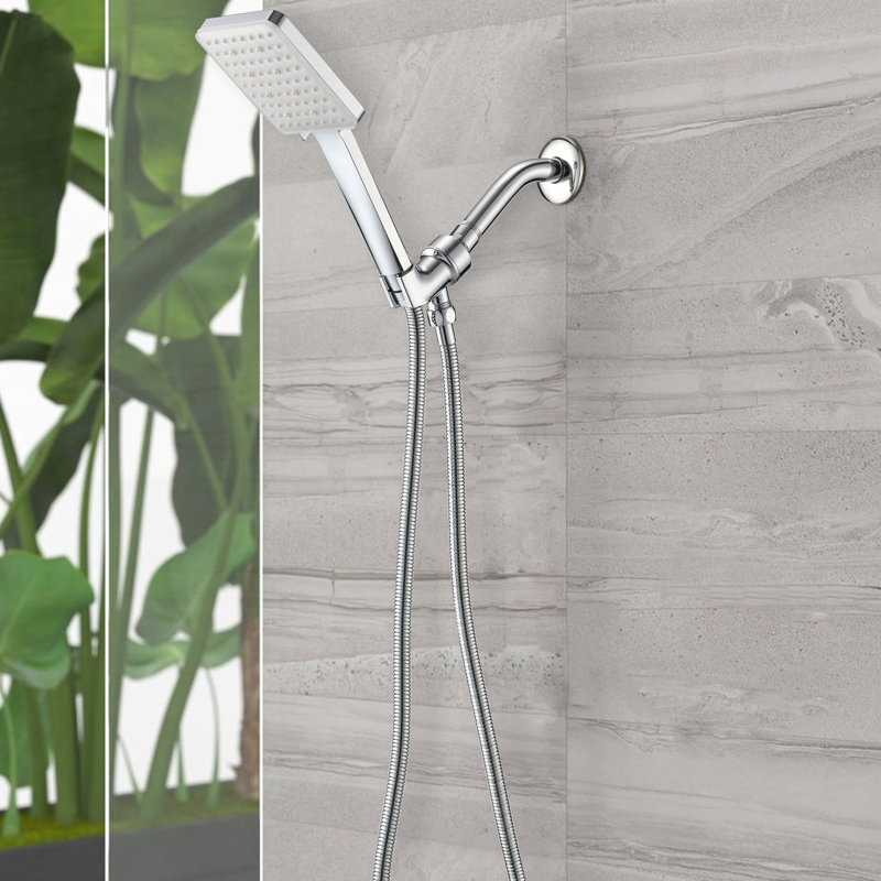 Pomme de douche à main haute - 6 configurations de jet, options de conception de montage carré intelligent, réglage de l'interrupteur, installation facile