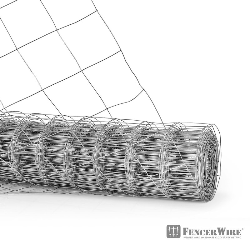 Rouleau de clôture en fil soudé galvanisé de calibre 16 avec ouverture carrée 4 po x 4 po Fencer, H 5 pi l 100 pi