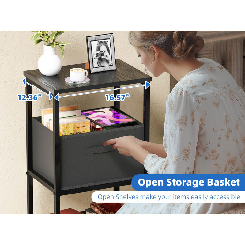 4-Tier Printer Stand With Fabric Drawer, Large Printer Table With Storage Shelf, Side Table