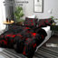 Ensemble de literie Shenglei en microfibre à imprimé géométrique rouge et noir avec 2 taies d'oreiller, 1 place, 3 pièces (garnitures non comprises)-122001163-122001161
