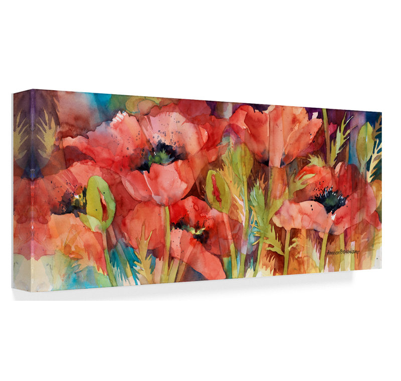 Petals On Parade Red and Green Floral Canvas Art
