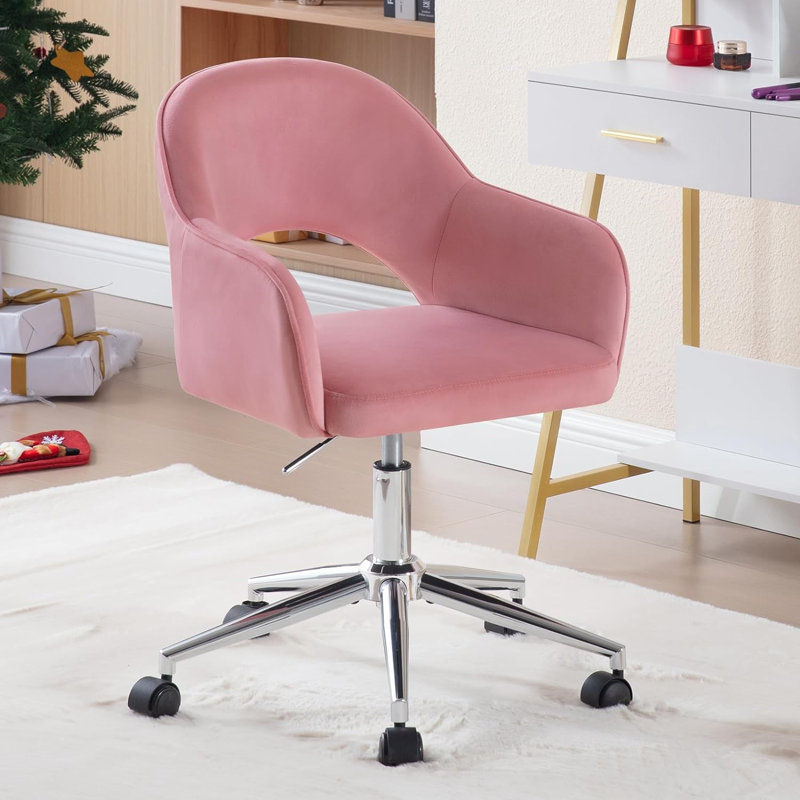 Pehrson Velvet Office Chair, Pink