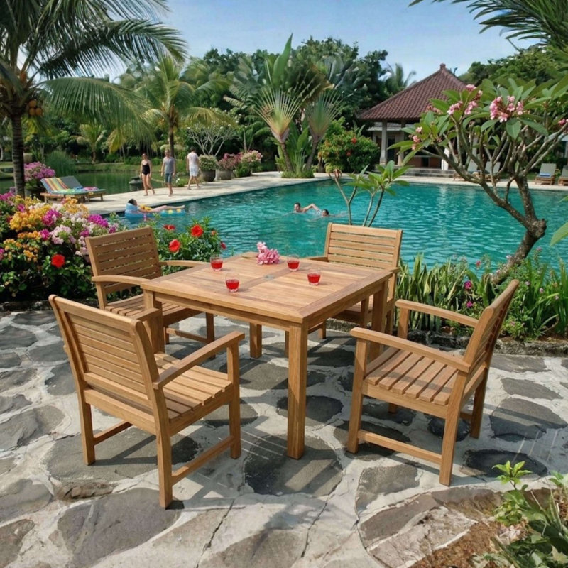 Montage Outdoor 6 - Piece Teak Dining Set with Cushions