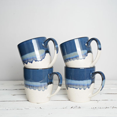 Ceramic Coffee Mug Set of 4, 17 Oz, Coffee Cups with Big Handle, Microwave Safe