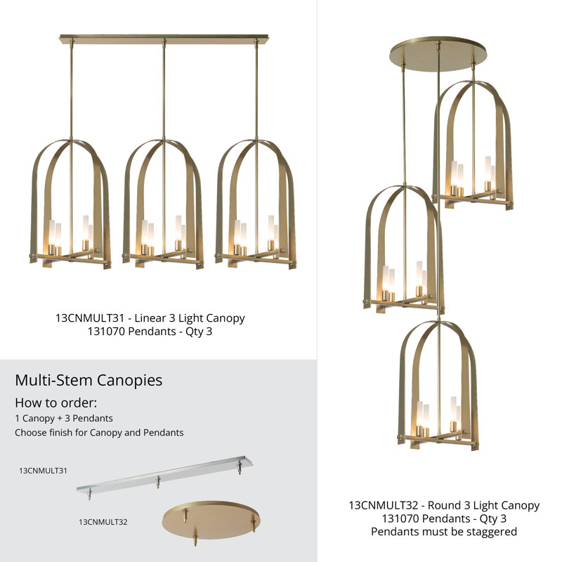 3-Light Round Canopy, Modern Brass