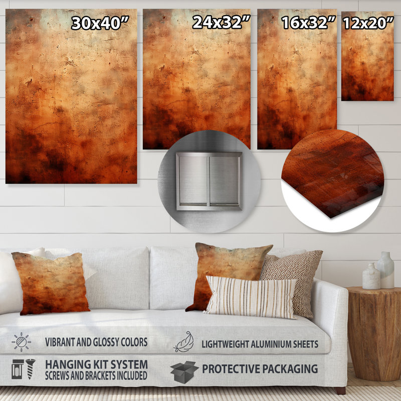 Orange abstrait, art du chaos de feu I - art mural abstrait en métal, H 40 po x l 30 po x P 1,5 po