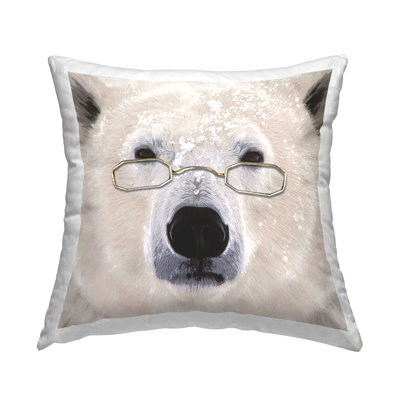 Snowy Polar Bear Glasses Face Printed Throw Pillow Design By Karen Smith -  Stupell Industries, plb-747_sqw_18x18