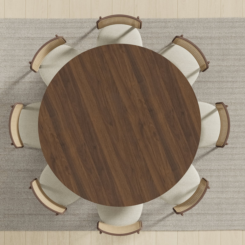 Soild Dining Table Round Kitchen Table, Brown Wood, 30"H x 60"L x 60"W