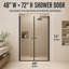 Porte de douche sans cadre 48 po x 72 po, nickel brossé, verre de 6 mm, antidéflagrant, réversible