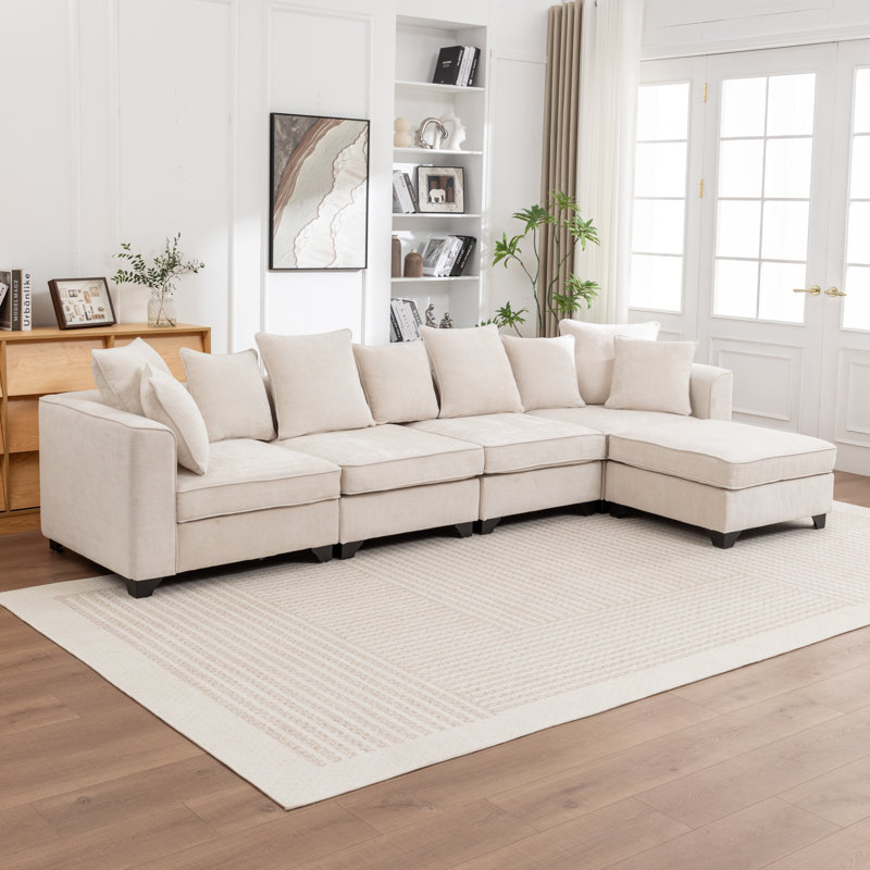 Bennett 5- Piece Sectional Sofa With Ottoman, Beige