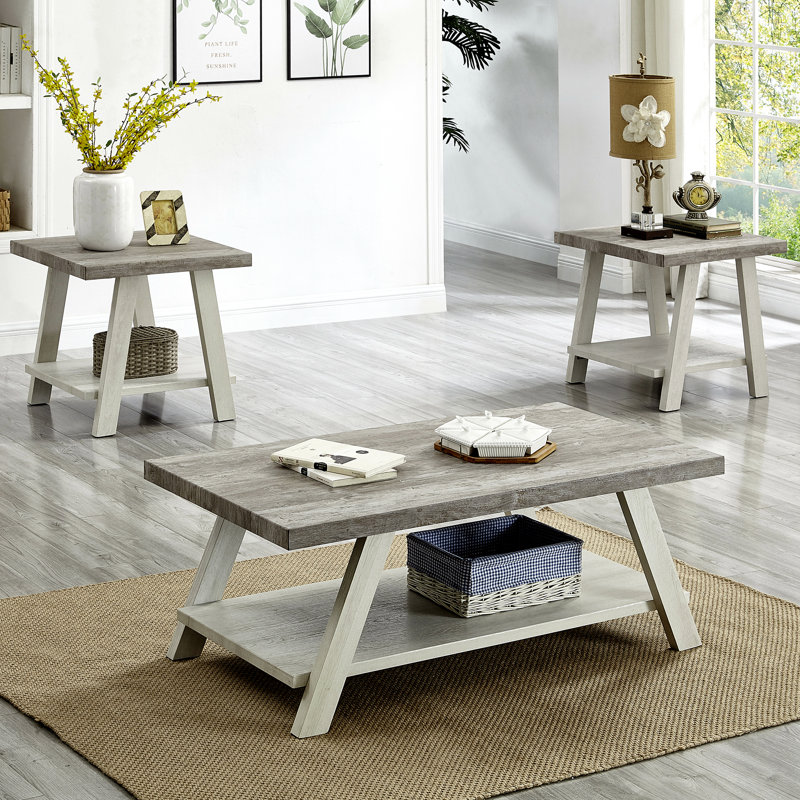 Table de bout Nigula, Beige, Gris patiné