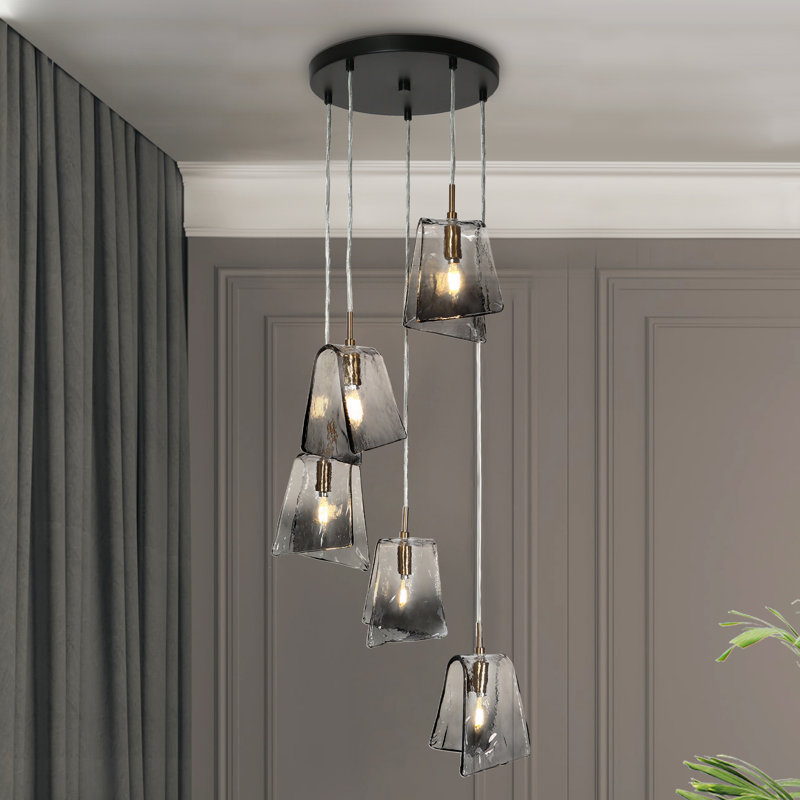 Elisabette 5 - Light 17" Wide Unique Smoky Glass Cluster Pendant Light